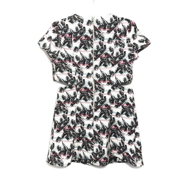 TOPSHOP Tropical Leaf Crop Overlay Skater Dress - Picture 5 of 9